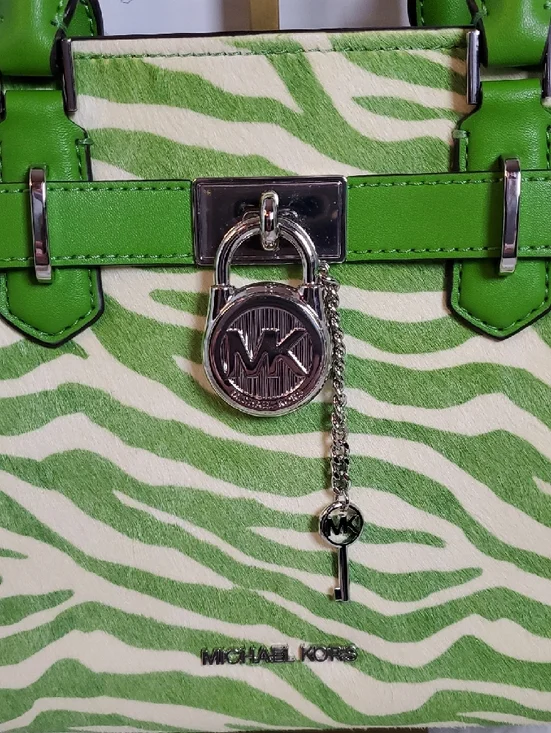 Michael Kors Small Hamilton Jungle Green Zebra Print Calf Hair Satchel NWT - Picture 2 of 9